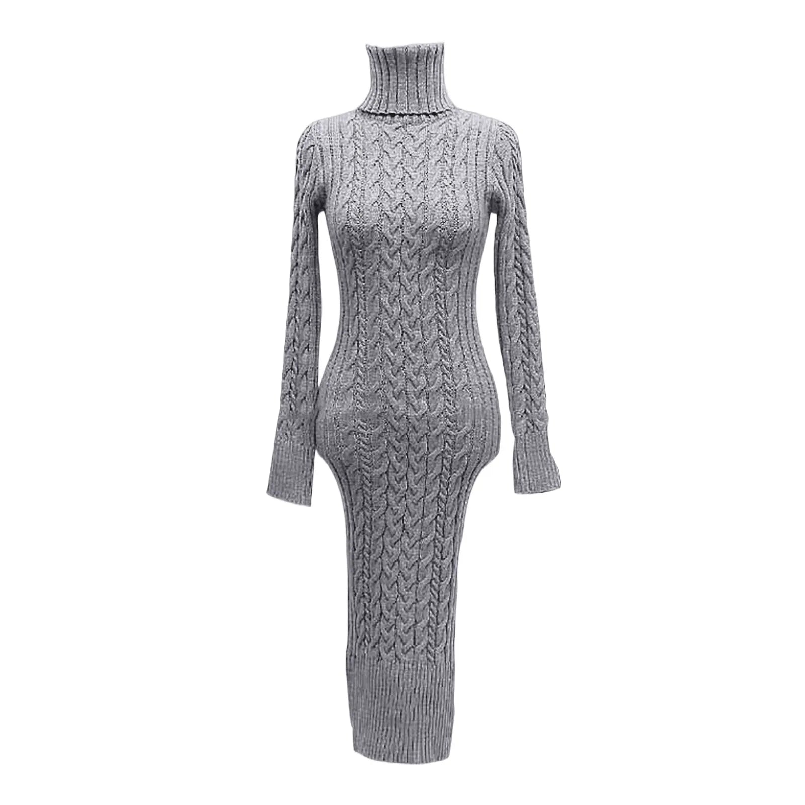 Women’s Turtleneck Knitted Bodycon Midi Dress