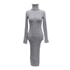 Women’s Turtleneck Knitted Bodycon Midi Dress