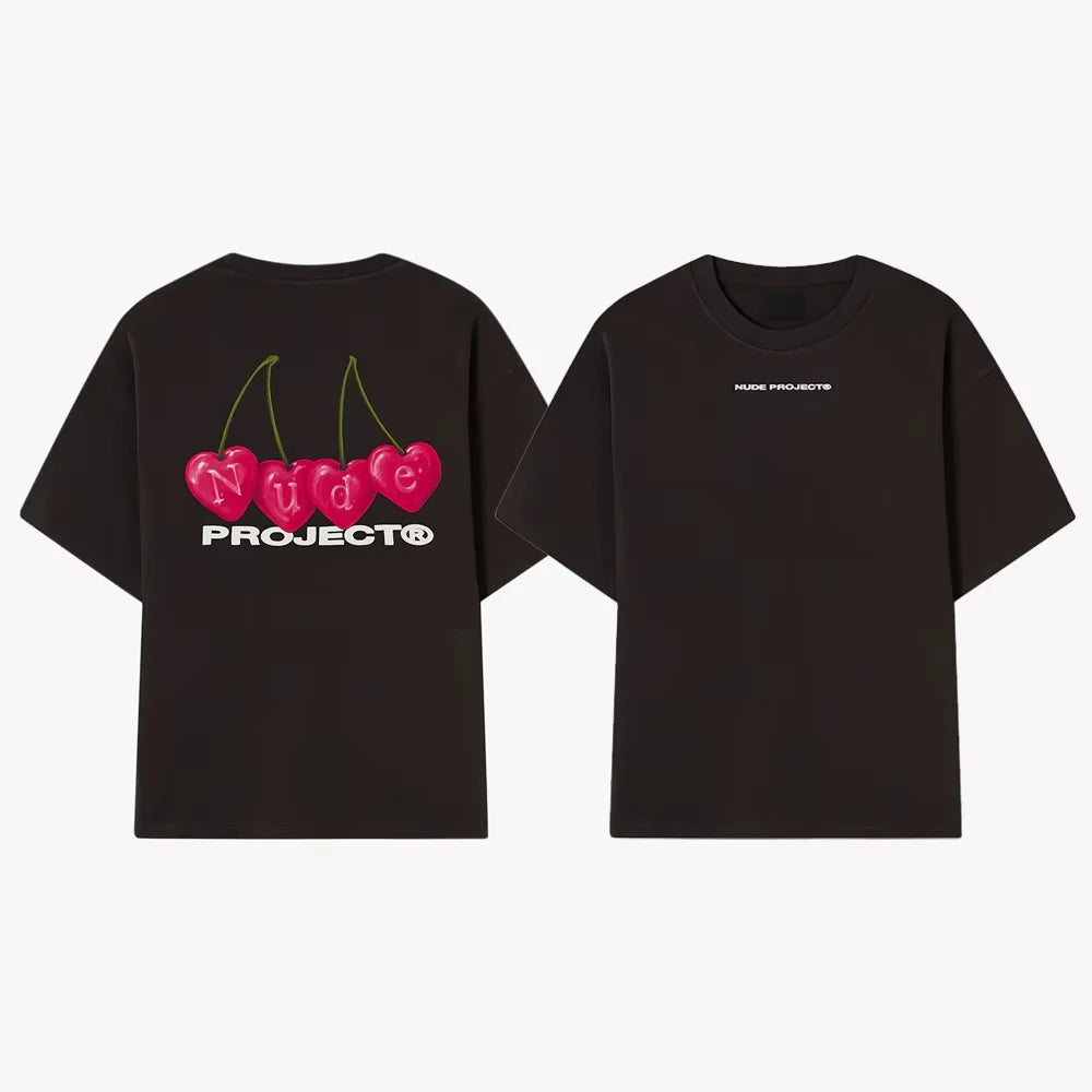 2025 Summer Cotton Printed T-shirt Couple Streetwear Y2K Tops Clothing
