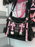 Punk Chic Rock the Vintage Vibe with Pink Cross Chains Crossbody Bags