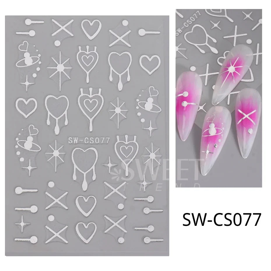 3d Bronzing Laser Cross Stars Y2k Nail Sticker Adhesive Manicure