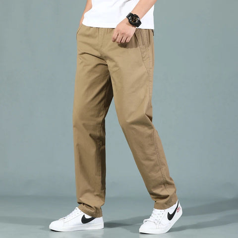 Men's Spring Autumn High-Waisted Solid Zipper Pants