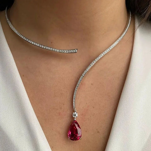 Women 2024 Luxury Water Drop Crystal Collar Necklace Torques Jewelry