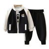 Stylish 3-piece Suit For Boys Cartoon Tops Patchwork Coat Contrast