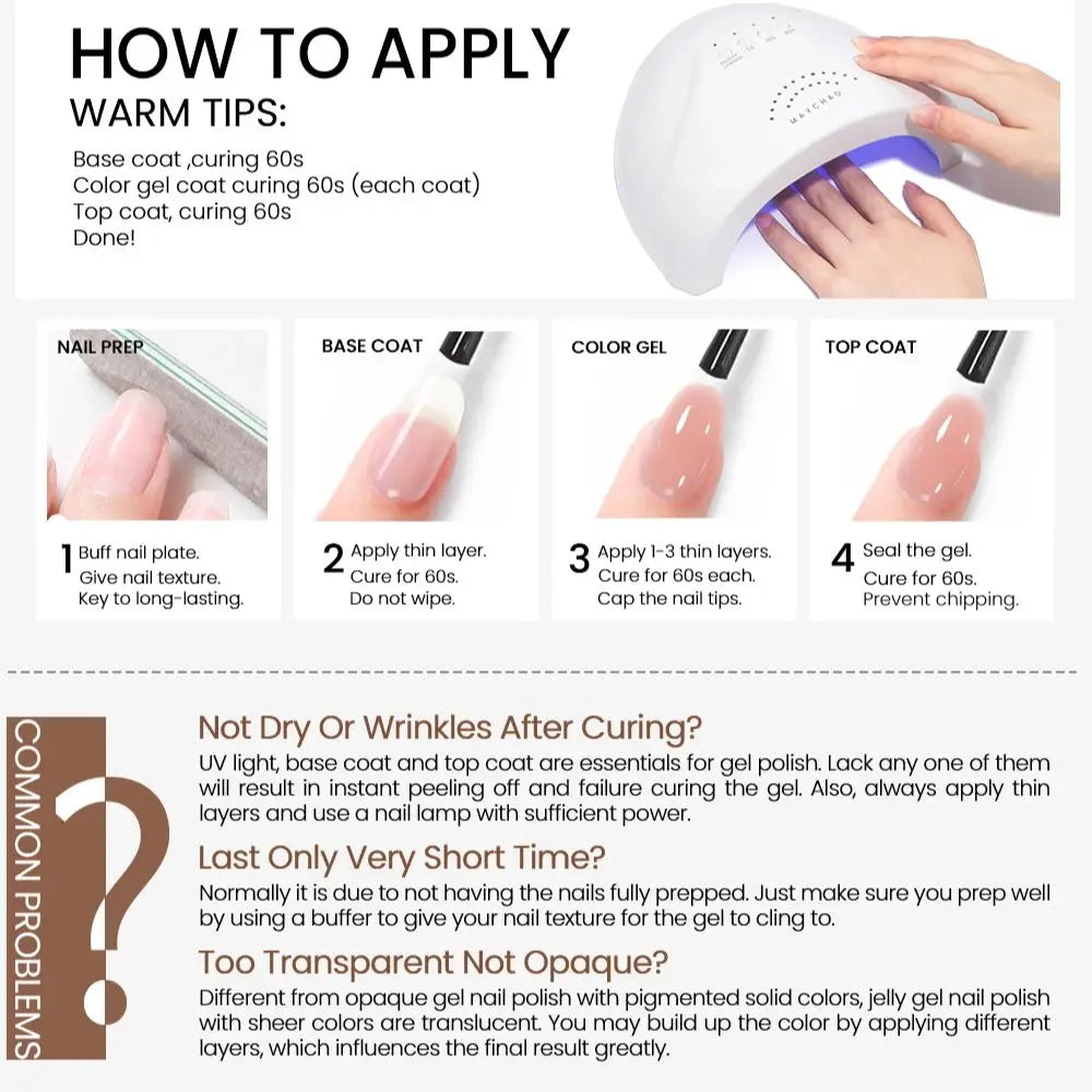 12ml Jelly Gel Nail Polish Semi-permanent Top Coat Soak Off Uv Led