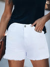 Women White Distressed Denim Shorts