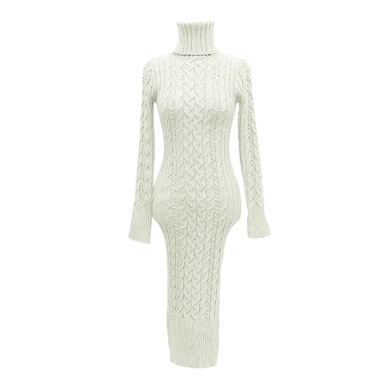 Women’s Turtleneck Knitted Bodycon Midi Dress