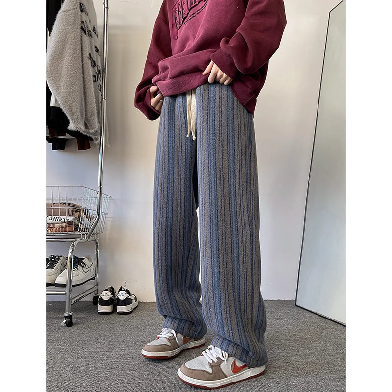 Stripe Plaid Trousers Straight Autumn Winter