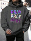Pray Print Men's Casual Fleece Hoodie