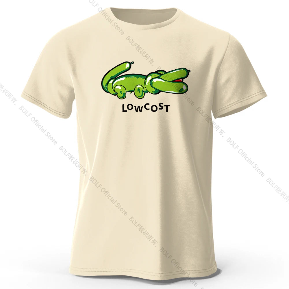 Mens Lowcost Crocodile Joke Tshirt 100 Cotton Oversized Funny Tee