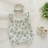 Summer Baby Girls Rompers One-Pieced Toddler Sweet Green Floral Jumpsuit