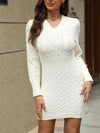 Autumn Winter V-neck Knitted Sweater Dress Women's Wrap