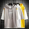summer hooded quarter sleeved short sleeved T-shirt hoodie loose fitting t-shirt