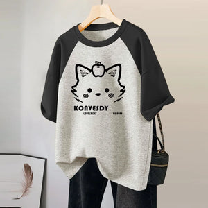 Cat Graphic T Shirts Womens Y2k Print Loose 2024