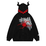 Super Retro Devil Horn Spider Hoodie High Street Men's Fashion Cardigan Coat Top