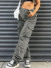 Women's High Waist Cargo Pants Baggy Multi Pocket Slim Trousers