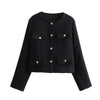 2024 Hot Fashion Women Bomber Cropped Jackets Female Golden Button Blazer Spring