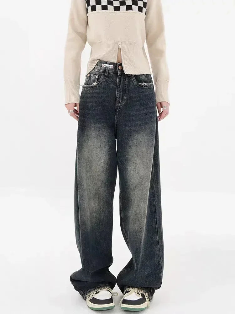 Harajuku Y2K Baggy Streetwear Retro Autumn High Waist Pants Loose Wide Leg