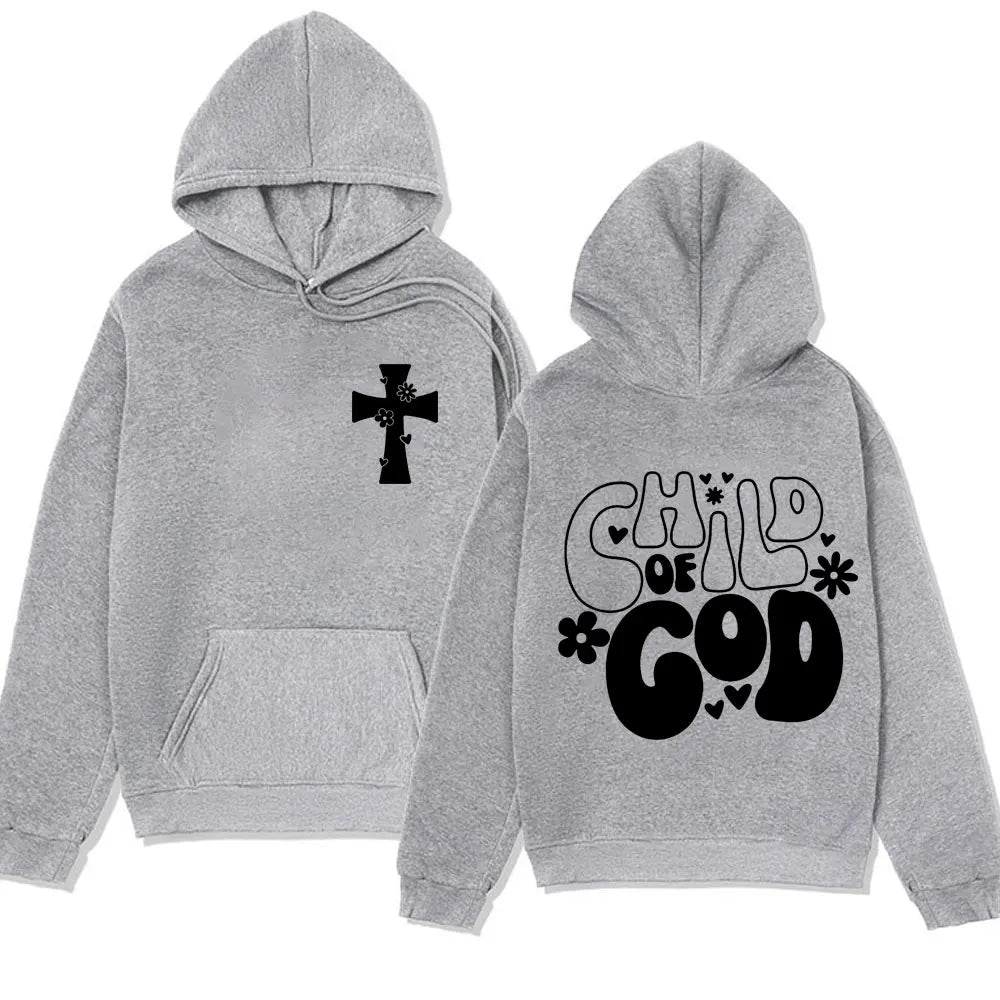 Child of God Print Hoodie Jesus Christian Funny in Hip Hop Streetwear