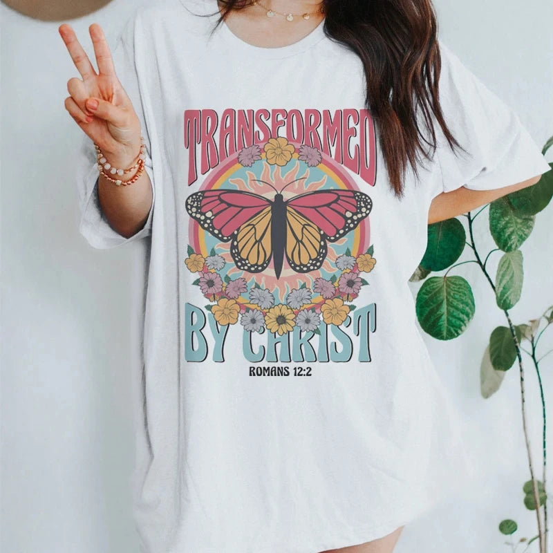 Vintage Bible Verse Tee Women Floral Christian Cotton Top
