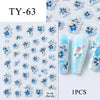 Blue Floral Nail Art Stickers