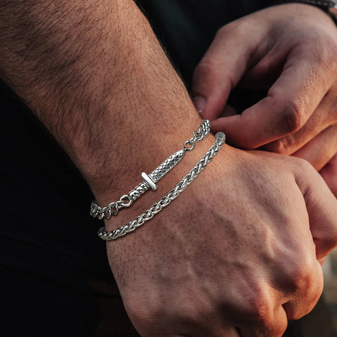 Stainless Steel Metal Minimalist Chain Wristband,Stylish Male Jewelry