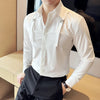 Mens Shirt Strap Decorate Top Long Sleeve Shirt Soft Elastic High Blouse Ruffian 2024 Cloth