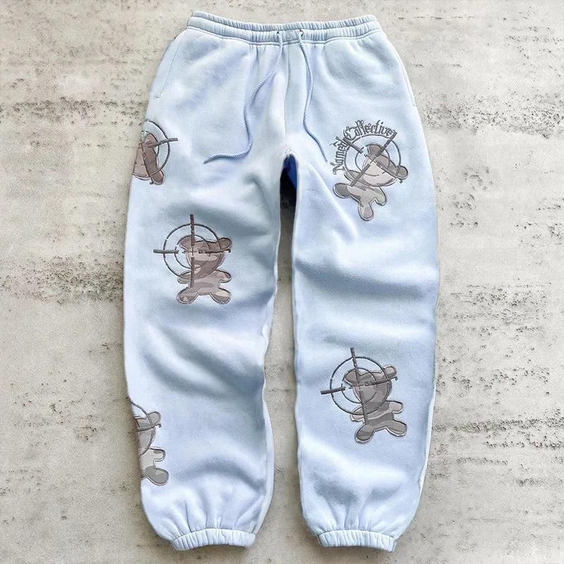 Bear Embroidered Hoodie Set – Couple Streetwear Tracksuit