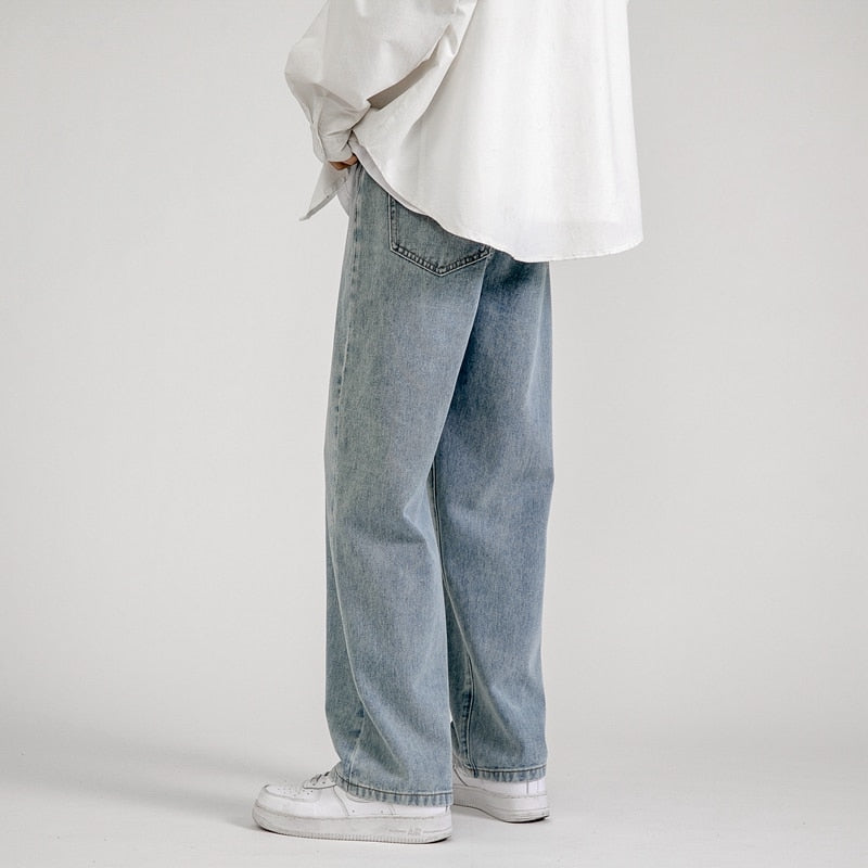 Korean Fashion Men's Baggy Jeans Classic Denim
