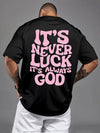 Men’s Retro Never Luck Printed Athletic T Shirt Summer