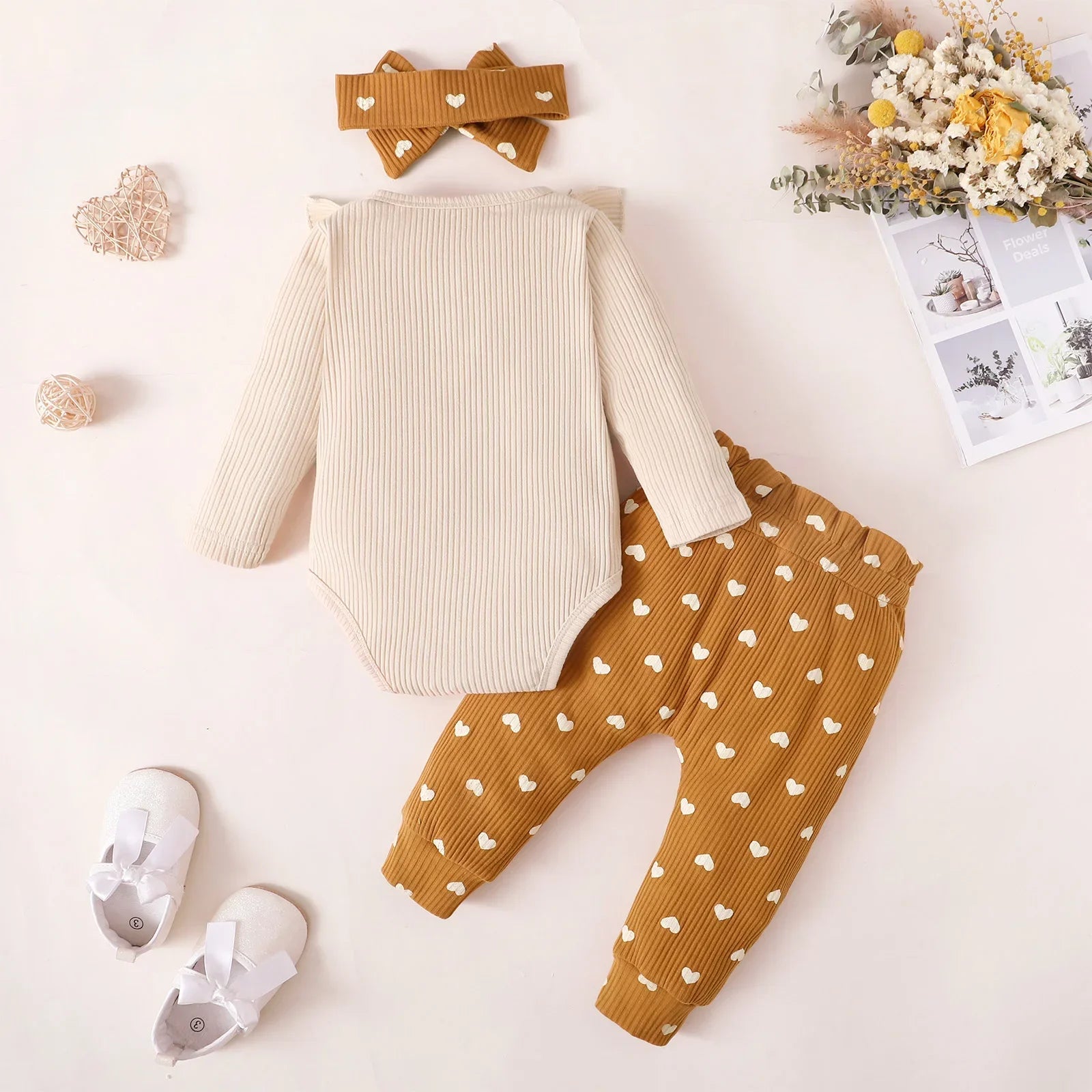 Cozy and Adorable Baby Girl Clothes Set: Knitted Top and Bodysuit