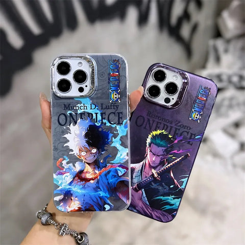 Cartoon Anime One Piece Electroplated Silver Phone Case For iPhone
