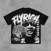 Abstract Face Graphic Cotton Oversized T-Shirt Y2K Men