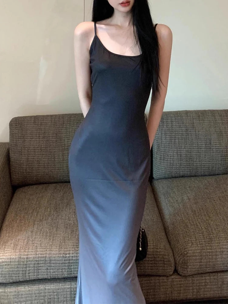 Rückenfreies, figurbetontes Kleid Streetwear Damen Sommer