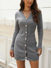 Women’s Midi V-neck Sweater Bodycon Fall Winter Dress