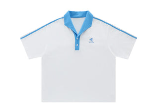 Polo Shirt Embroidery Raglan Sleeve Cotton Summer Casual Button
