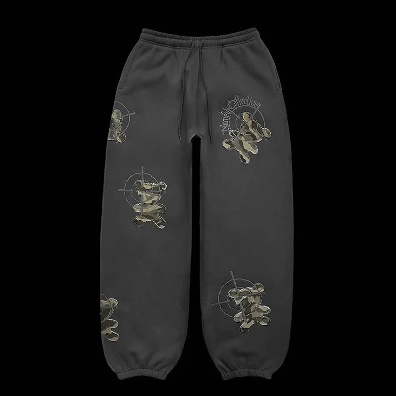 Bear Embroidered Hoodie Set – Couple Streetwear Tracksuit