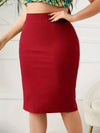 Summer Plus Size High Waist Slit Skirt Casual