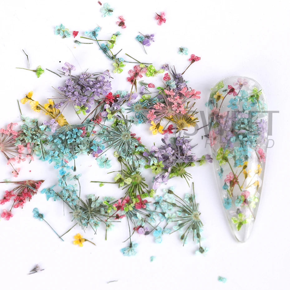 Delicate 3D Dried Flower Nail Art Exquisite Beauty Charms