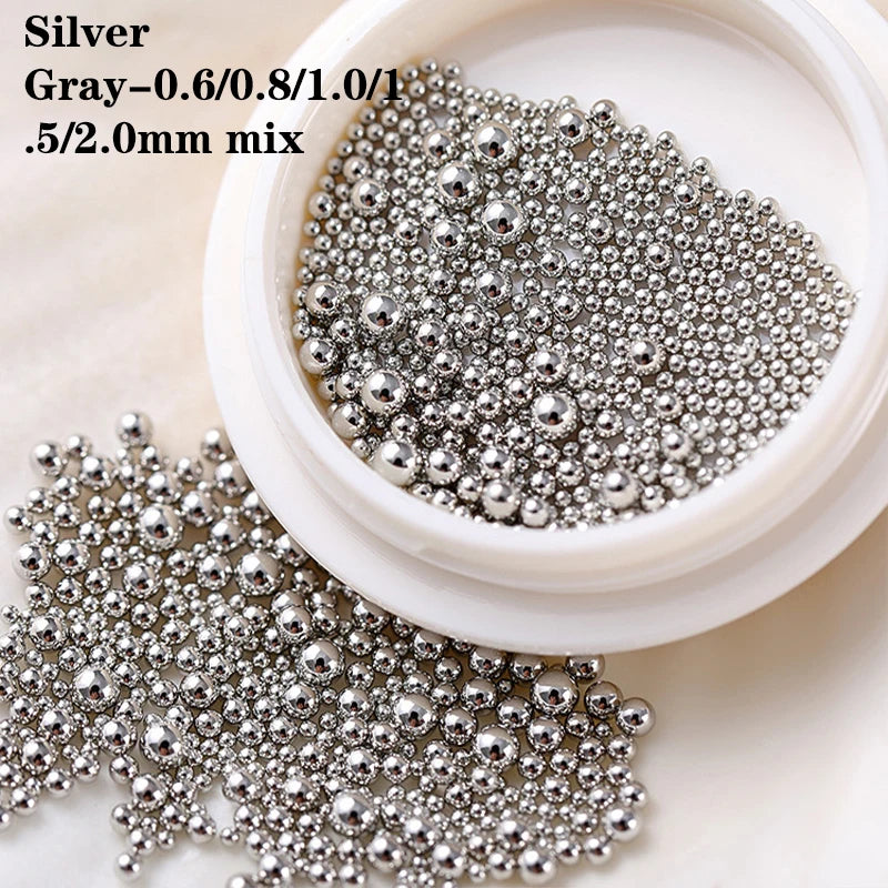 0.4mm-1.5mm Nail Art Beads Steel Ball Metal Micro Caviars Alloy