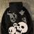 Retro American Hip hop Skull Ghost Print Hoodies Men's High Street Style Coat