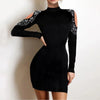 Rhinestone Cold Shoulder Bodycon Party Dress for Women