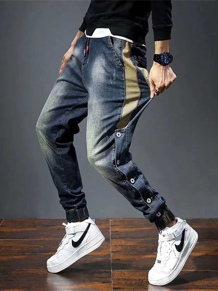Pockets Desinger Loose fit Jeans Stretch Retro Streetwear Relaxed Tapered