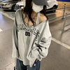 Y2k Baggy Halter Two Piece Sweatshirt Women Letter Print Loose Aesthetic Hoodies
