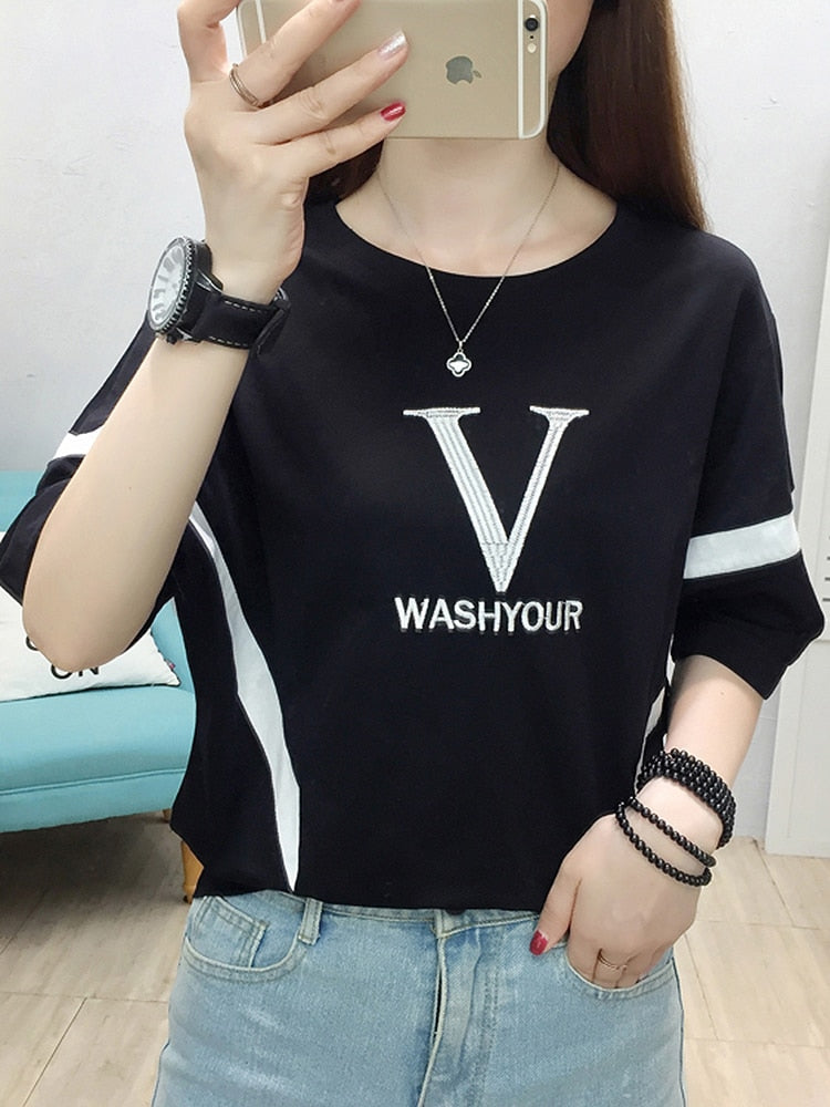 Women's Cotton Embroidered T-Shirt Stylish and Comfortable