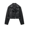 Women's Faux Leather Moto Jacket: Long Sleeve Biker Coat