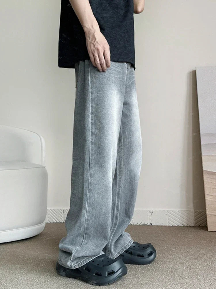 Vintage Gray Baggy Jeans: Y2k Fashion for Men