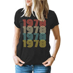 Vintage 1978 Letter Print Loose Round Neck Women Short-sleeved T-shirt High Street