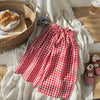 Kids Pants Plaid Printed Wide-leg Pants Flower Waist Summer Culottes Girls