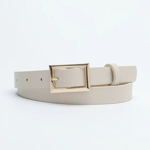 Square Buckle PU Leather Women's Belt Fashion for Dress and Jeans